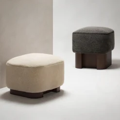 Giobagnara Ottomans & Poufs<Lloyd Cream Wood Low Pouf