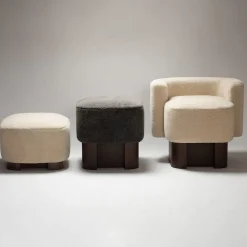 Giobagnara Ottomans & Poufs<Lloyd Cream Wood Low Pouf