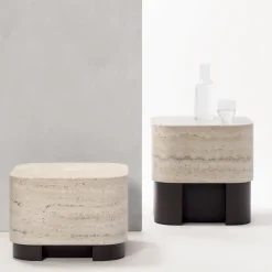 Giobagnara Side Tables<Lloyd Travertine Marble Round Walnut Modern Side Table