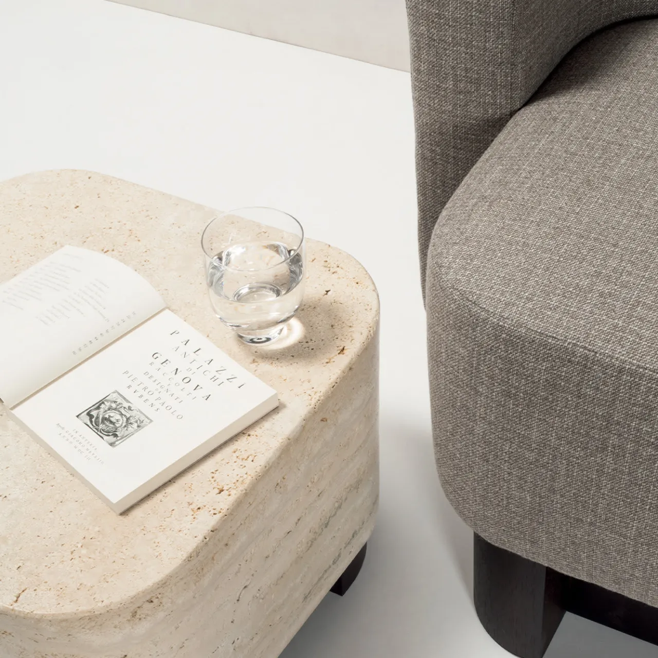 Giobagnara Side Tables<Lloyd Travertine Marble Round Walnut Modern Side Table