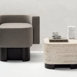 Giobagnara Side Tables<Lloyd Travertine Marble Round Walnut Modern Side Table