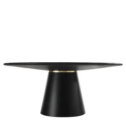Enrico Pellizzoni Dining Tables<Loop Round Black Leather Table