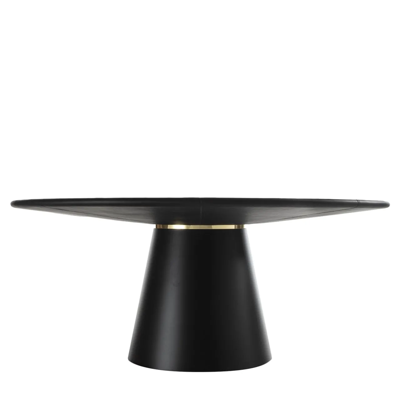 Enrico Pellizzoni Dining Tables<Loop Round Black Leather Table