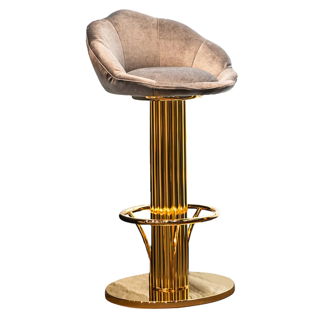 Galbiati Fratelli Bar Stools<Loto Floral Seat Gold Brass Bar Stool