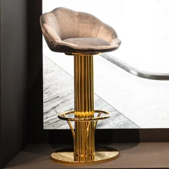 Galbiati Fratelli Bar Stools<Loto Floral Seat Gold Brass Bar Stool