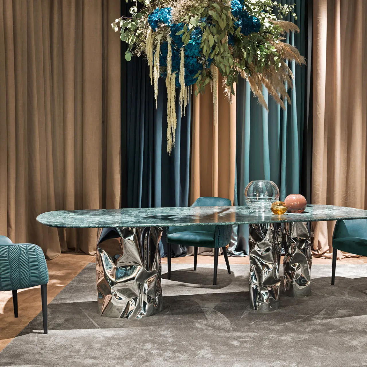 Chiara Provasi Dining Tables<Lotus Verde Alpi Marble & Steel Dining Table