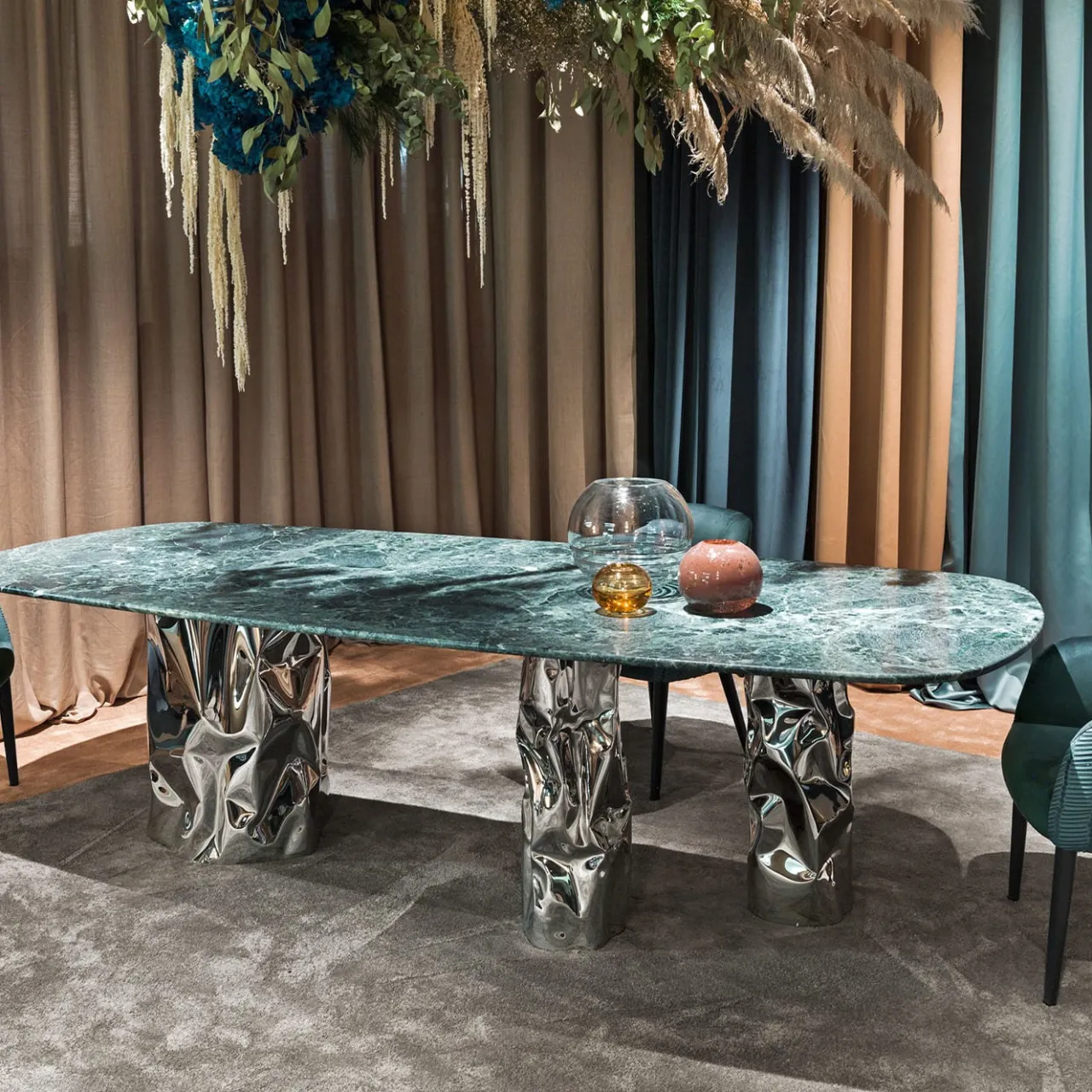 Chiara Provasi Dining Tables<Lotus Verde Alpi Marble & Steel Dining Table