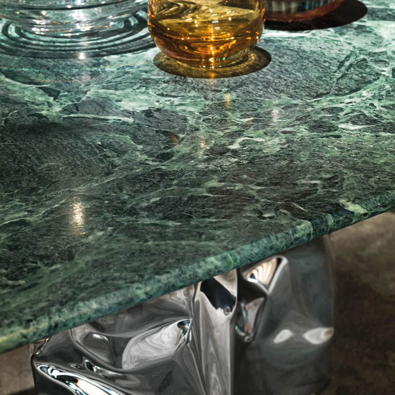 Chiara Provasi Dining Tables<Lotus Verde Alpi Marble & Steel Dining Table