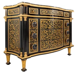 CG Capelletti Dressers<Louis XVI Black and Gold Dresser