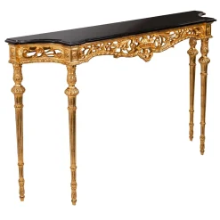 CG Capelletti Consoles<Louis XVI-Style Golden & Black Console