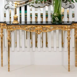 CG Capelletti Consoles<Louis XVI-Style Golden & Black Console