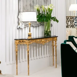 CG Capelletti Consoles<Louis XVI-Style Golden & Black Console