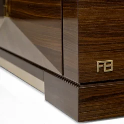 Franco Bianchini Sideboards Buffets<Low Walnut Wood and Metal Hutch FB Collection