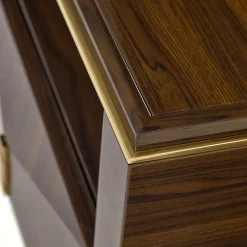 Franco Bianchini Sideboards Buffets<Low Walnut Wood and Metal Hutch FB Collection