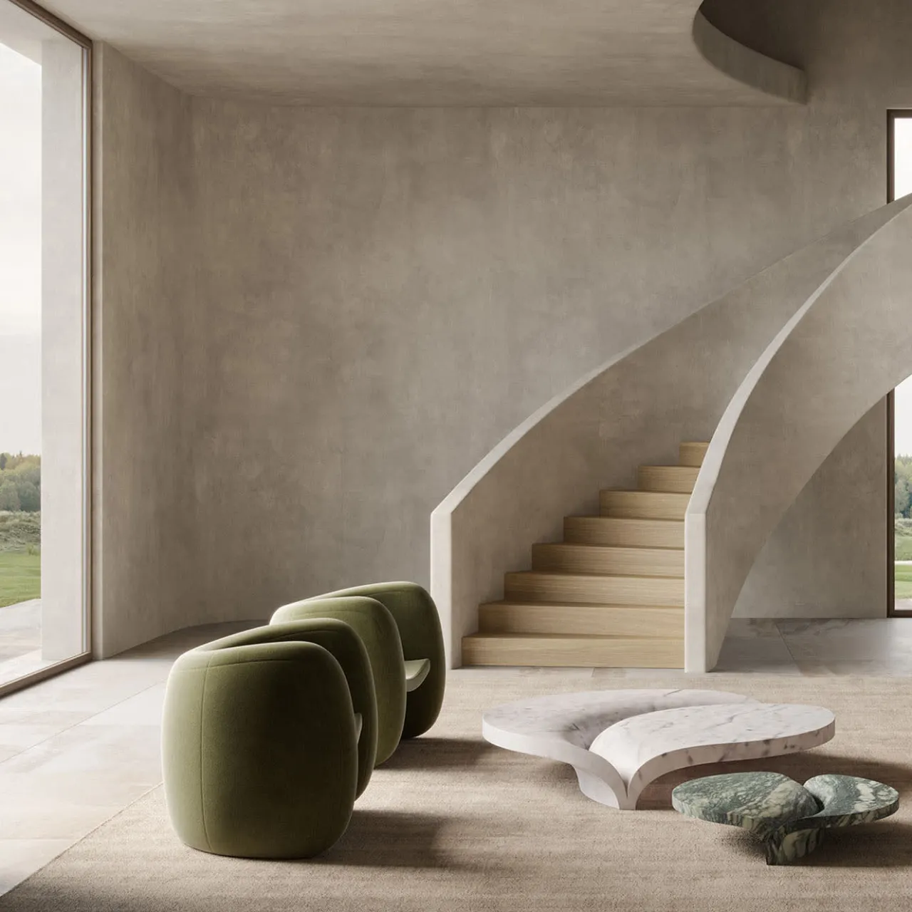 MMairo Coffee Tables<Luna Table in Green Luana and White Carrara Marble