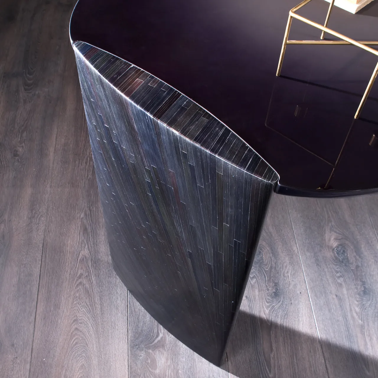 Laura Meroni Desk & Writing Tables<Luxury Black Round Wood Poe Desk