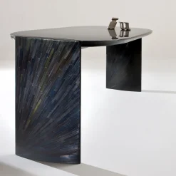 Laura Meroni Desk & Writing Tables<Luxury Black Round Wood Poe Desk