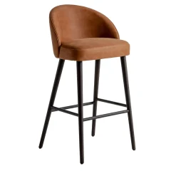 Laura Meroni Bar Stools<LV 101 S Nubuck Leather High Stool with Dyed Wood Legs