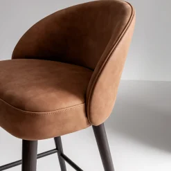 Laura Meroni Bar Stools<LV 101 S Nubuck Leather High Stool with Dyed Wood Legs