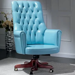 Marzorati Office Chairs<Madison Light Blue Leather Armchair