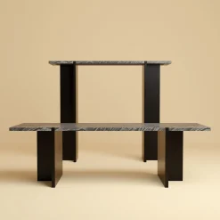 Lebanto Consoles<Maha Black Kenya Marble and Oak Wood Console