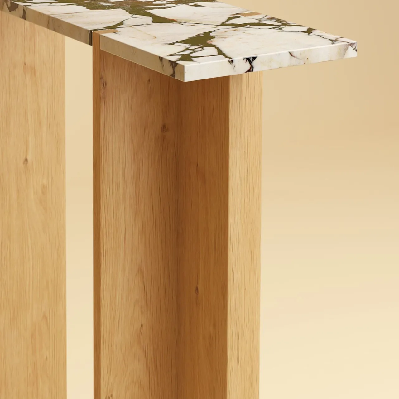 Lebanto Consoles<Maha Calcatta Marble and Oak Wood Console