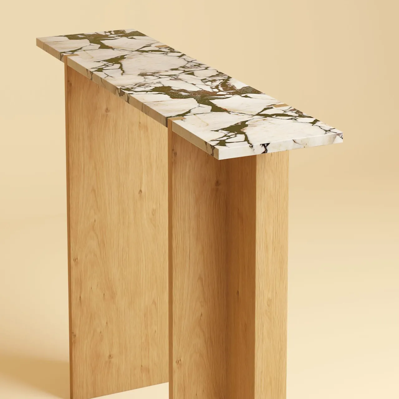 Lebanto Consoles<Maha Calcatta Marble and Oak Wood Console