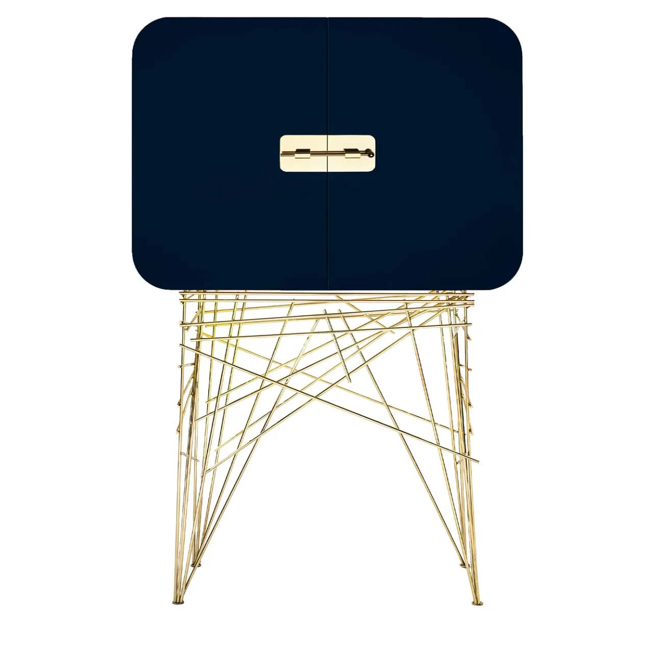 Black Tie Bar Cabinets<Mai Tai Blue-Black Wooden & Golden Metal Bar Cabinet