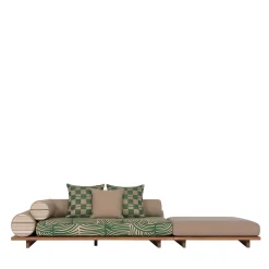 Jwana Hamdan Outdoor Chaises & Daybeds|Outdoor Sofas & Benches<Majlis Green Composition 216L + Pouf Beige 121 Sofa