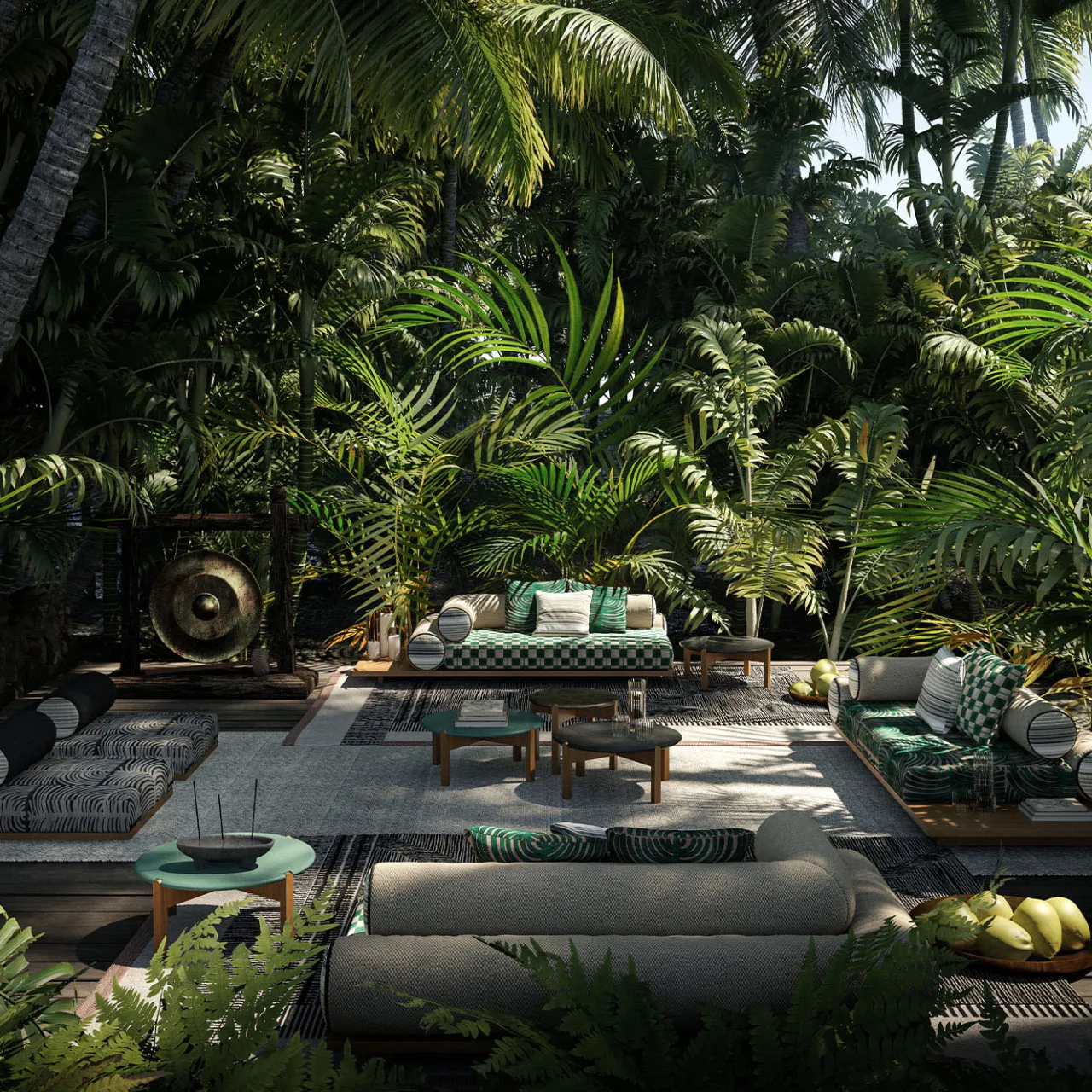 Jwana Hamdan Outdoor Sofas & Benches<Majlis Green Composition 216L + 235C Sofa