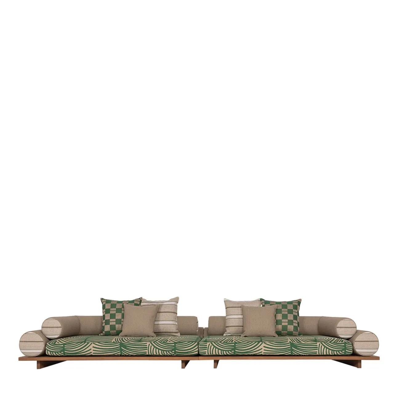 Jwana Hamdan Outdoor Sofas & Benches<Majlis Green Textile Sofa Composition 216L + 216R