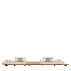 Jwana Hamdan Outdoor Sofas & Benches<Majlis White Composition 216L + Pouf Beige 121 + 266R Sofa