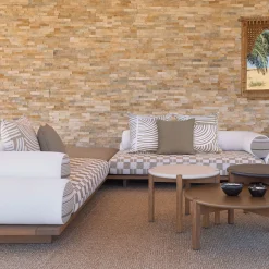 Jwana Hamdan Outdoor Sofas & Benches<Majlis White Composition 216L + Pouf Beige 121 + 266R Sofa