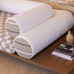 Jwana Hamdan Outdoor Sofas & Benches<Majlis White Composition 216L + Pouf Beige 121 + 266R Sofa