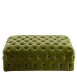 Domingo Salotti Ottomans & Poufs<Malvina Collection - Green Rectangular Capitonnè Pouf