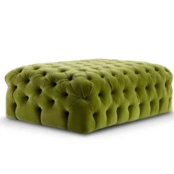 Domingo Salotti Ottomans & Poufs<Malvina Collection - Green Rectangular Capitonnè Pouf