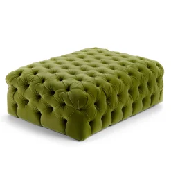 Domingo Salotti Ottomans & Poufs<Malvina Collection - Green Rectangular Capitonnè Pouf
