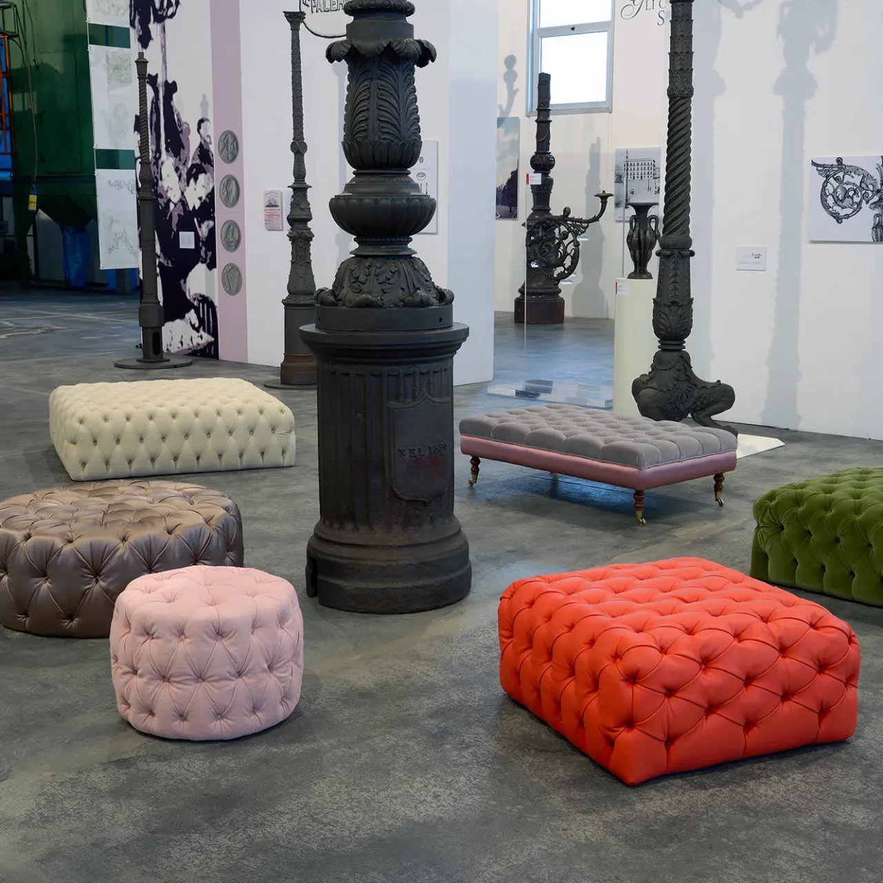 Domingo Salotti Ottomans & Poufs<Malvina Collection - Green Rectangular Capitonnè Pouf