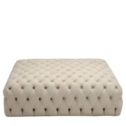 Domingo Salotti Ottomans & Poufs<Malvina Collection - White Large Square Capitonnè Pouf