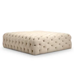 Domingo Salotti Ottomans & Poufs<Malvina Collection - White Large Square Capitonnè Pouf