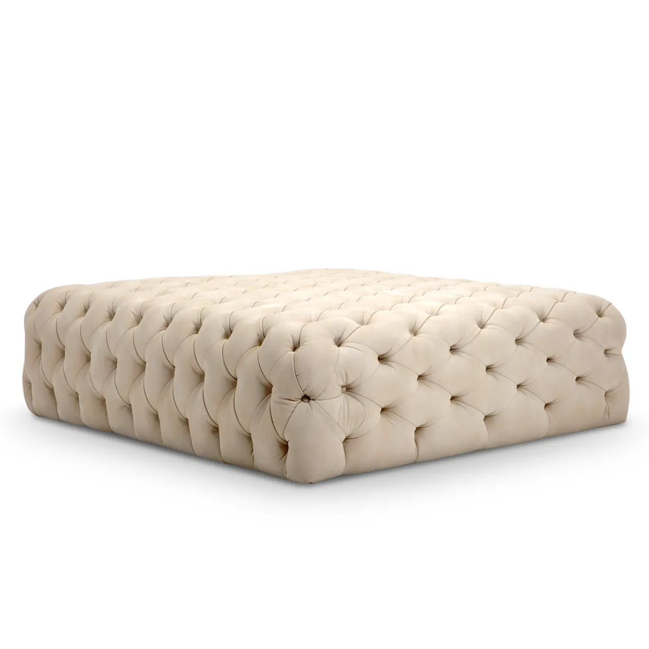 Domingo Salotti Ottomans & Poufs<Malvina Collection - White Large Square Capitonnè Pouf