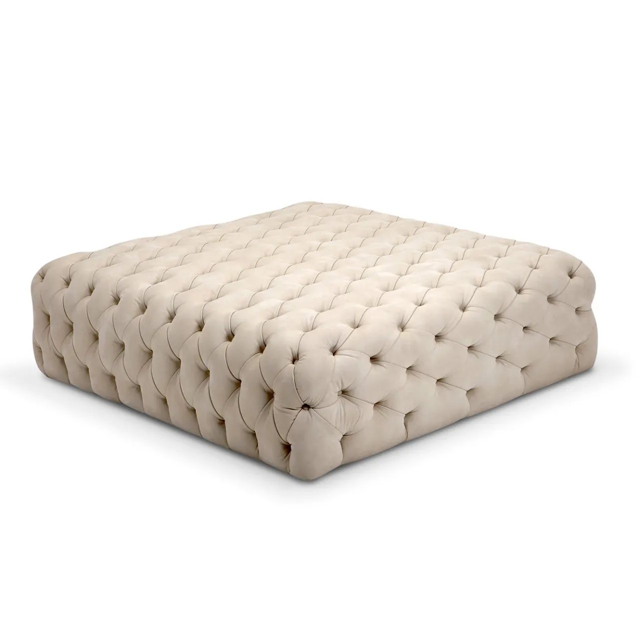 Domingo Salotti Ottomans & Poufs<Malvina Collection - White Large Square Capitonnè Pouf