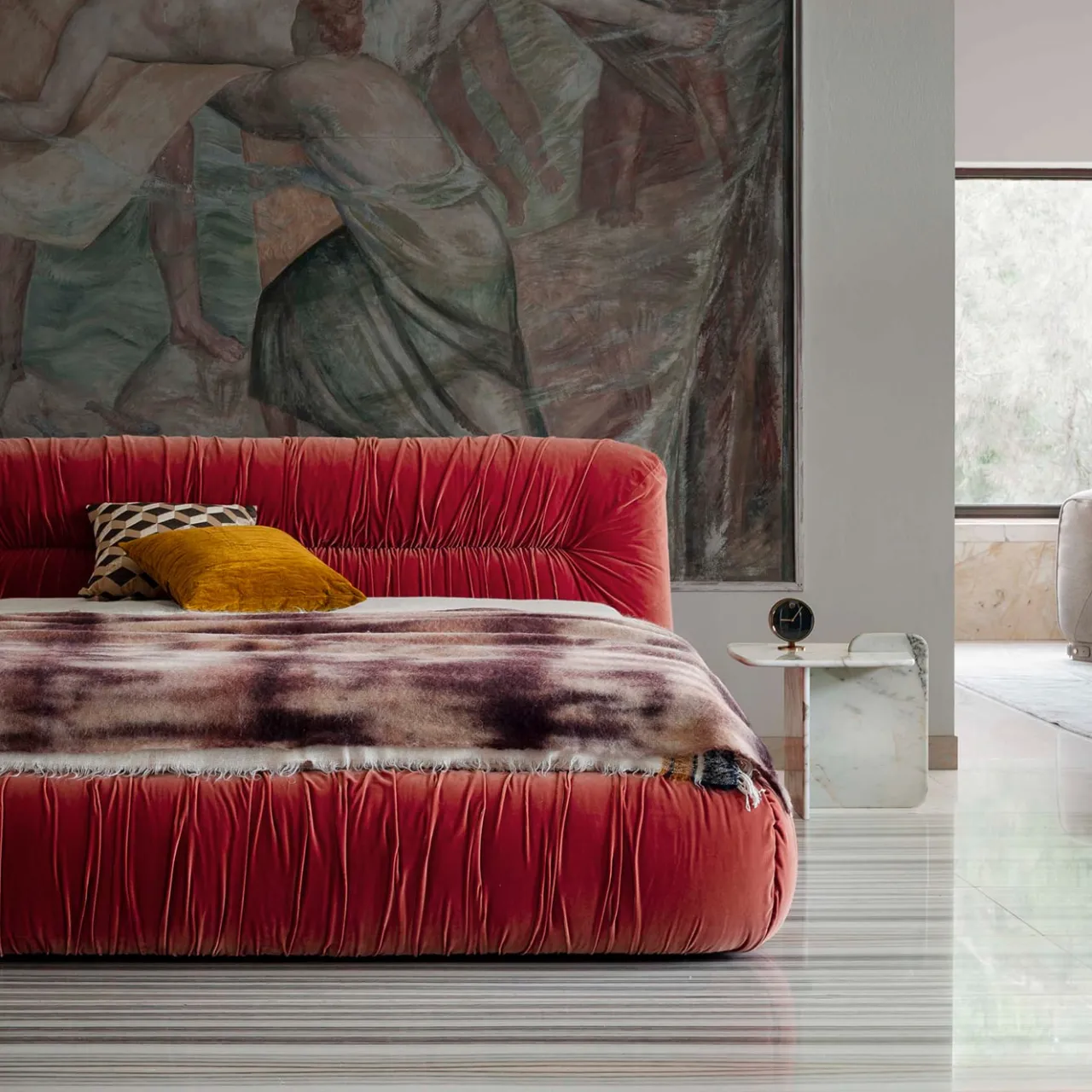 Ghidini 1961 Beds<Mambo Orange Velvet Bed by Lorenza Bozzoli