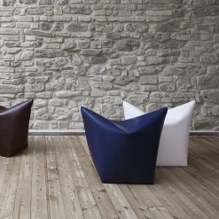 Tonucci Collection Ottomans & Poufs<Mao Dark Brown Leather Pouf by Viola Tonucci