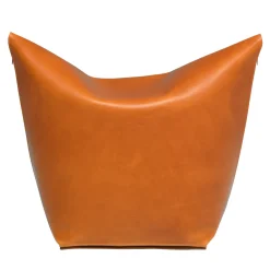 Tonucci Collection Ottomans & Poufs<Mao Orange Leather Pouf by Viola Tonucci