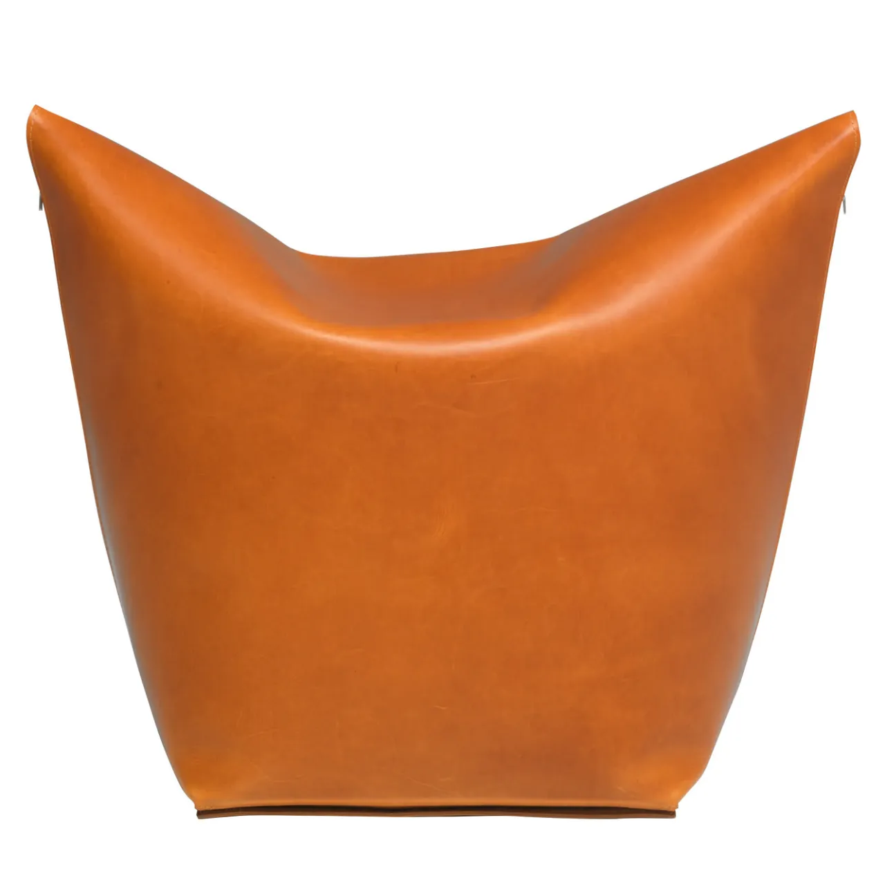 Tonucci Collection Ottomans & Poufs<Mao Orange Leather Pouf by Viola Tonucci