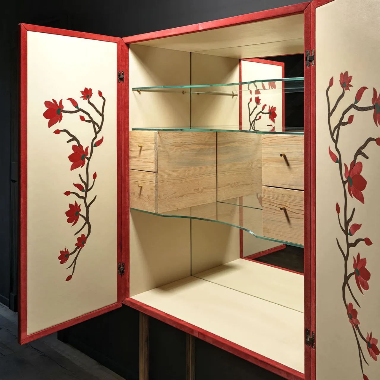 Artèpura Bar Cabinets<Marcello Red Leather Bar Cabinet