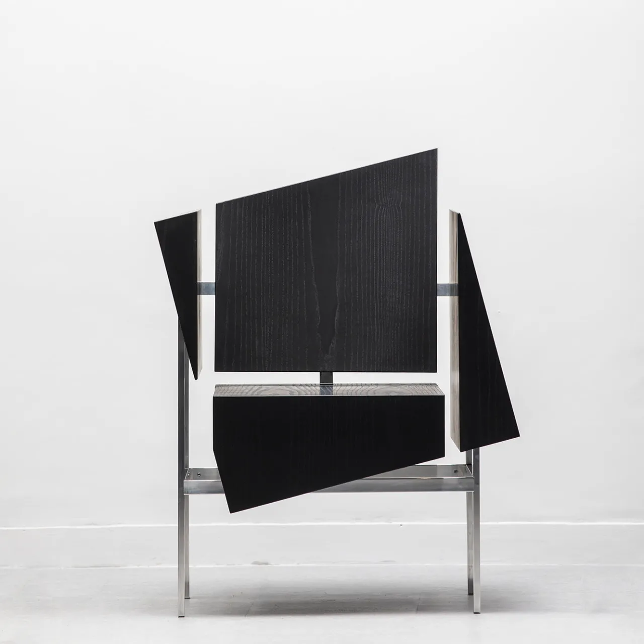 Paolo Pallucco Chairs<Mare Mosso Black Oak And Polished Aluminum Chair
