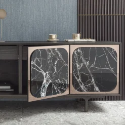 Morica Design Sideboards Buffets<Margarette 4-Door Breccia Imperiale Marble-Effect Sideboard