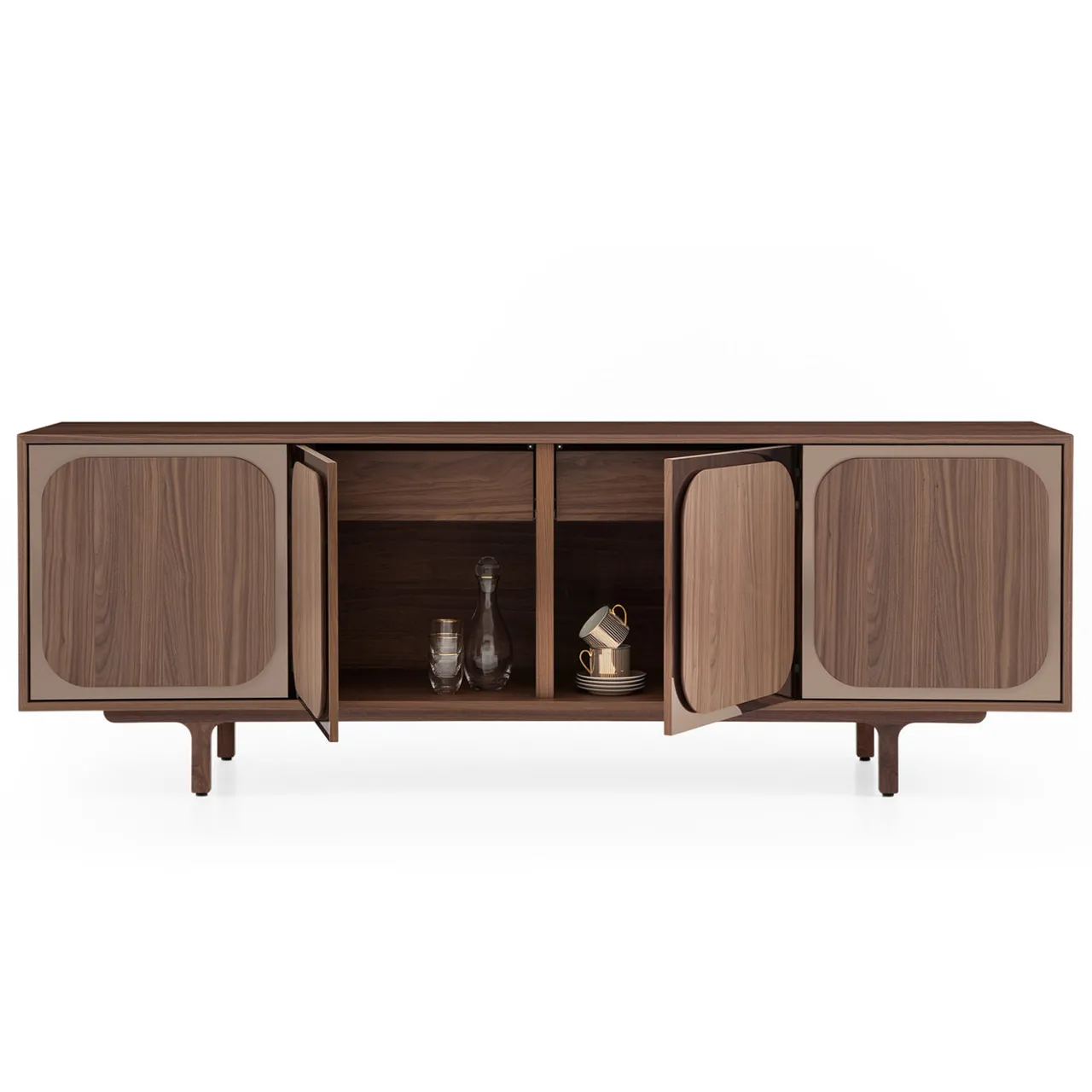 Morica Design Sideboards Buffets<Margarette 4-Door Sideboard in Canaletto Walnut Wood